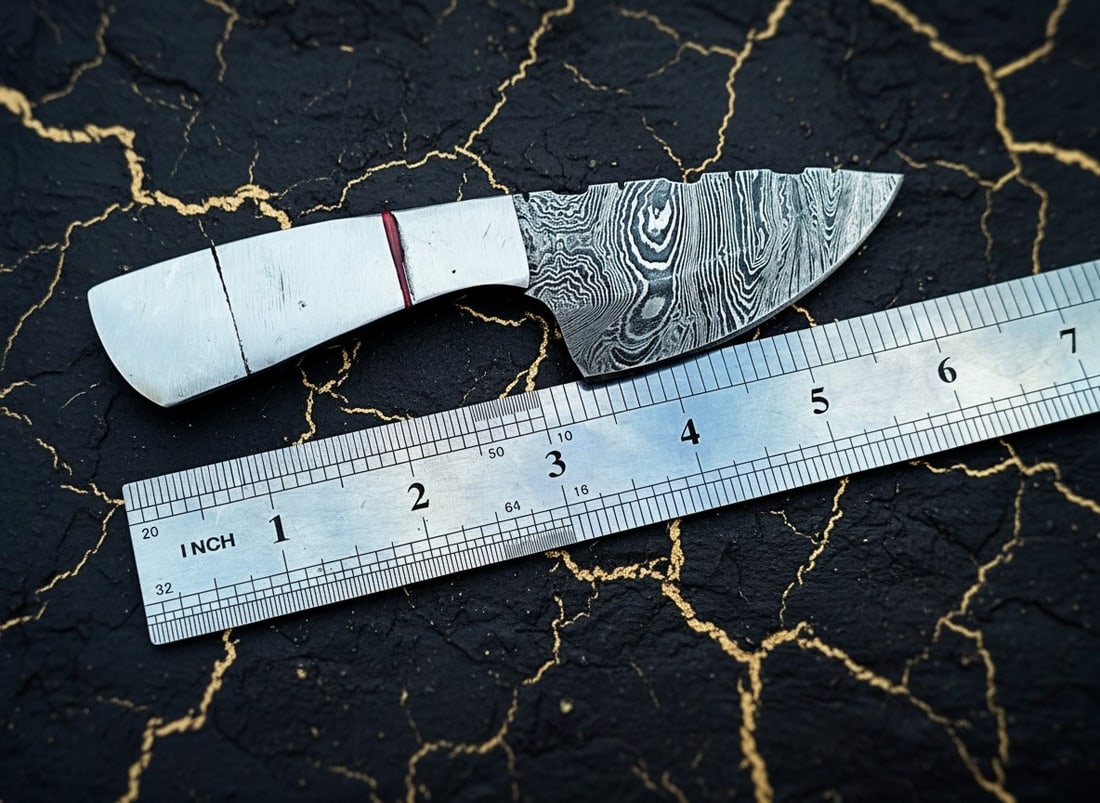 Hand Forged Damascus Steel Mini EDC Neck Dagger Knife with Leather Sheath - 2
