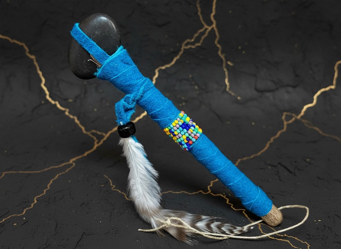 5.5" Navajo Native American Miniature War Club Stone Beaded Decor (1 of 1)