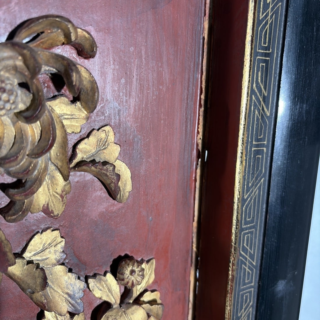 Vintage Gilded Resin Wall Panels Asian Relief Carvings Pair Gold Tone Decor - 7