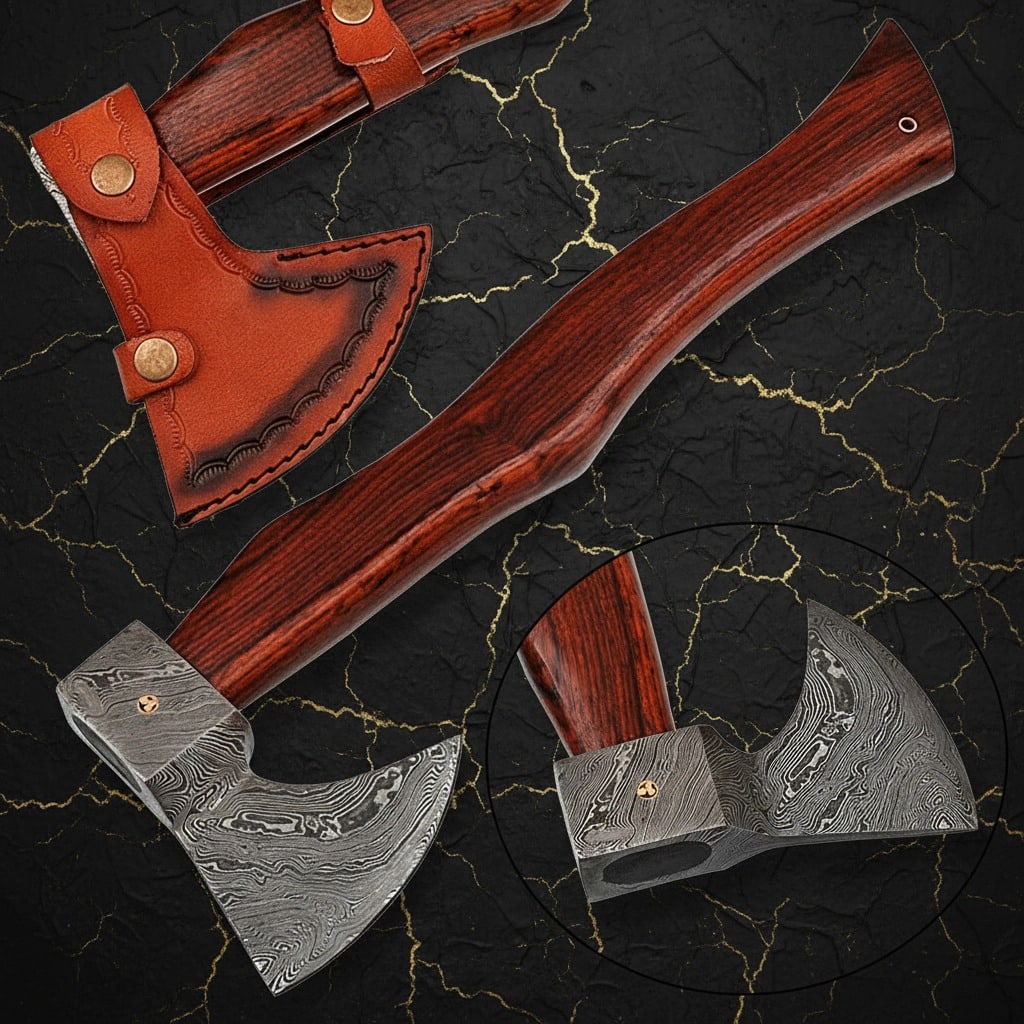 Handmade Viking Battle Axe Damascus Steel Head White Deer Handle Forged - 2