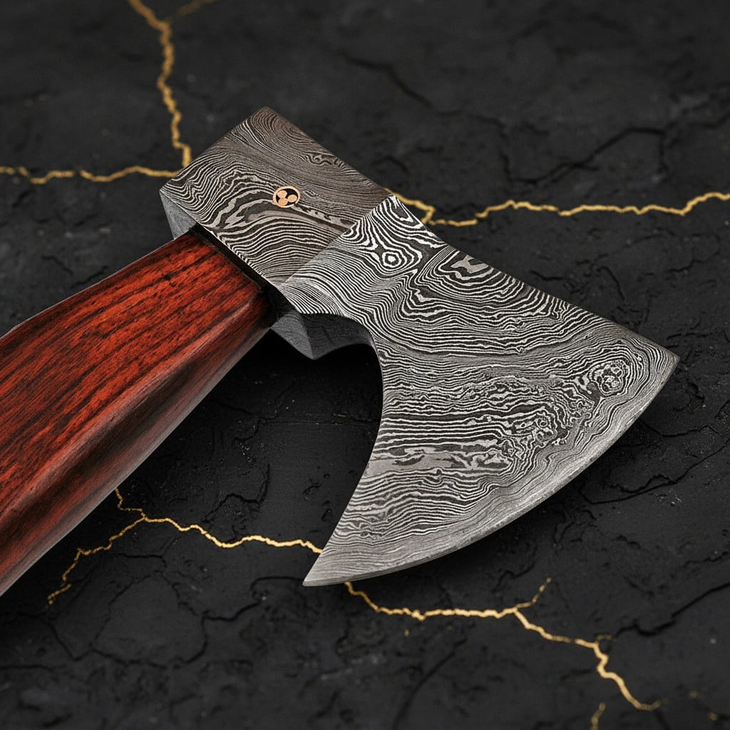 Handmade Viking Battle Axe Damascus Steel Head White Deer Handle Forged - 3