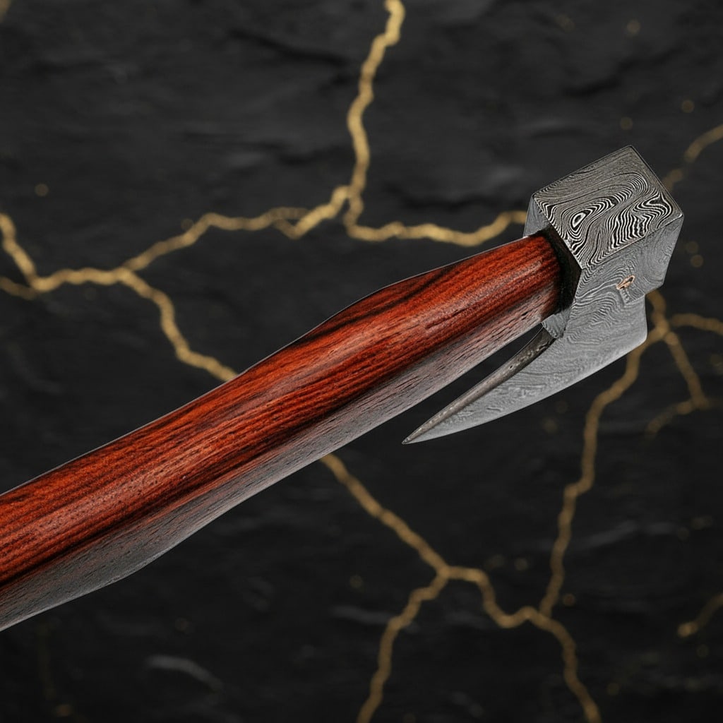 Handmade Viking Battle Axe Damascus Steel Head White Deer Handle Forged - 4
