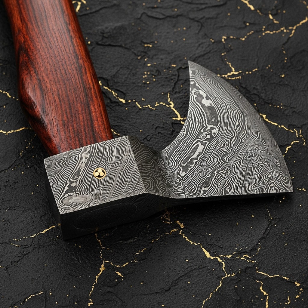 Handmade Viking Battle Axe Damascus Steel Head White Deer Handle Forged - 5