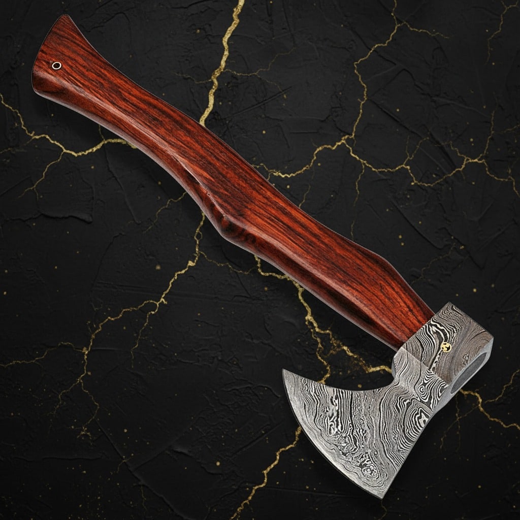 Handmade Viking Battle Axe Damascus Steel Head White Deer Handle Forged - 6