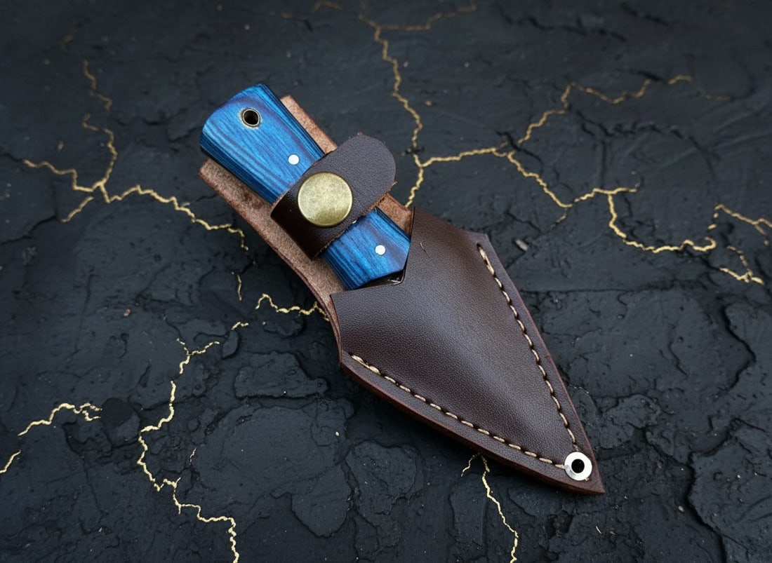 Hand Forged Damascus Steel Mini Hunting Knife with Sheath - Fixed Blade: Title:Hand Forged Damascus Steel Mini Hunting Knife with Sheath - Fixed Blade Description:This handmade Damascus steel mini neck knife is a high-quality, hand-forged tool designed for hunting and ever