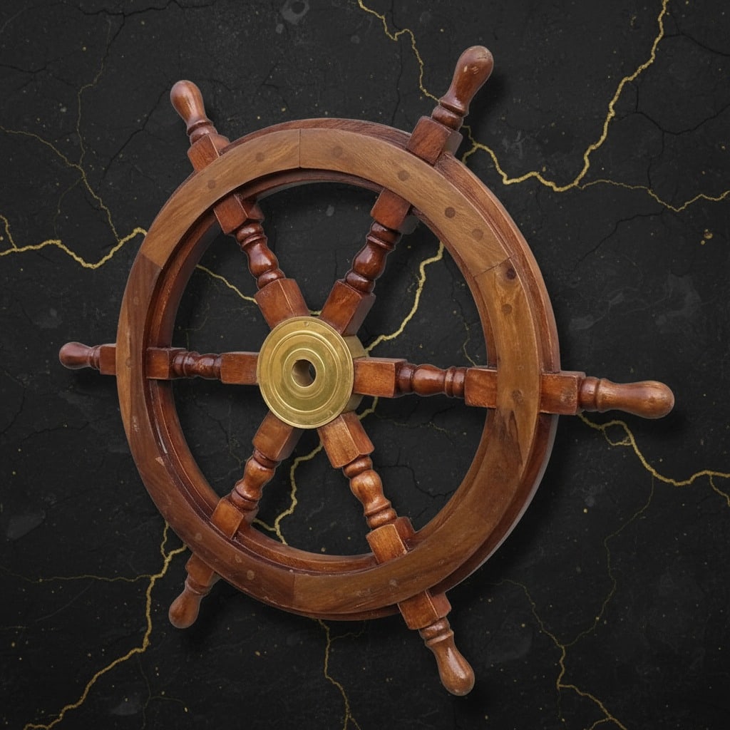 24" Handcrafted Timber Ship Wheel Nautical Wall Hanging Maritime Decor - 2