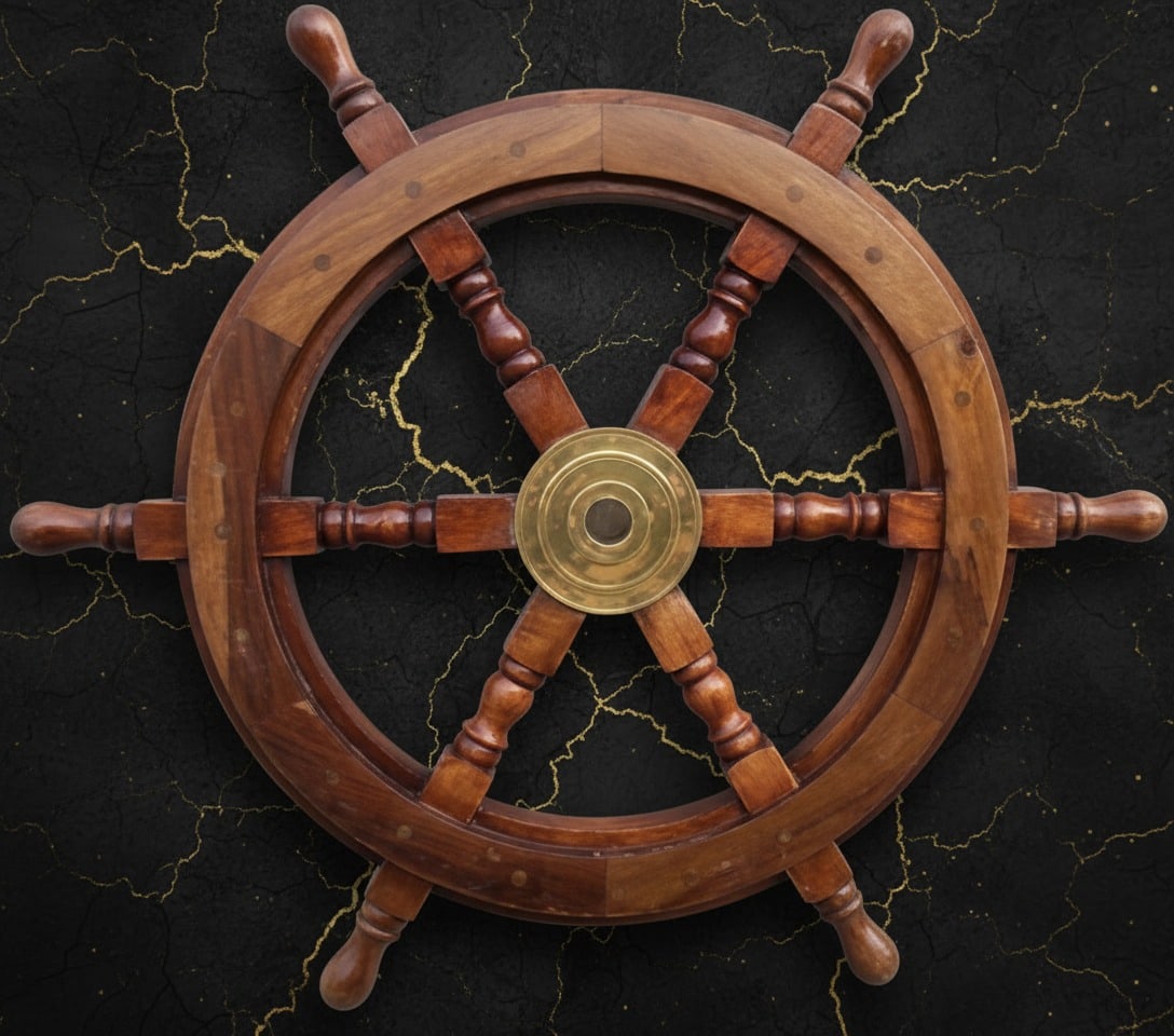 24" Handcrafted Timber Ship Wheel Nautical Wall Hanging Maritime Decor - 4