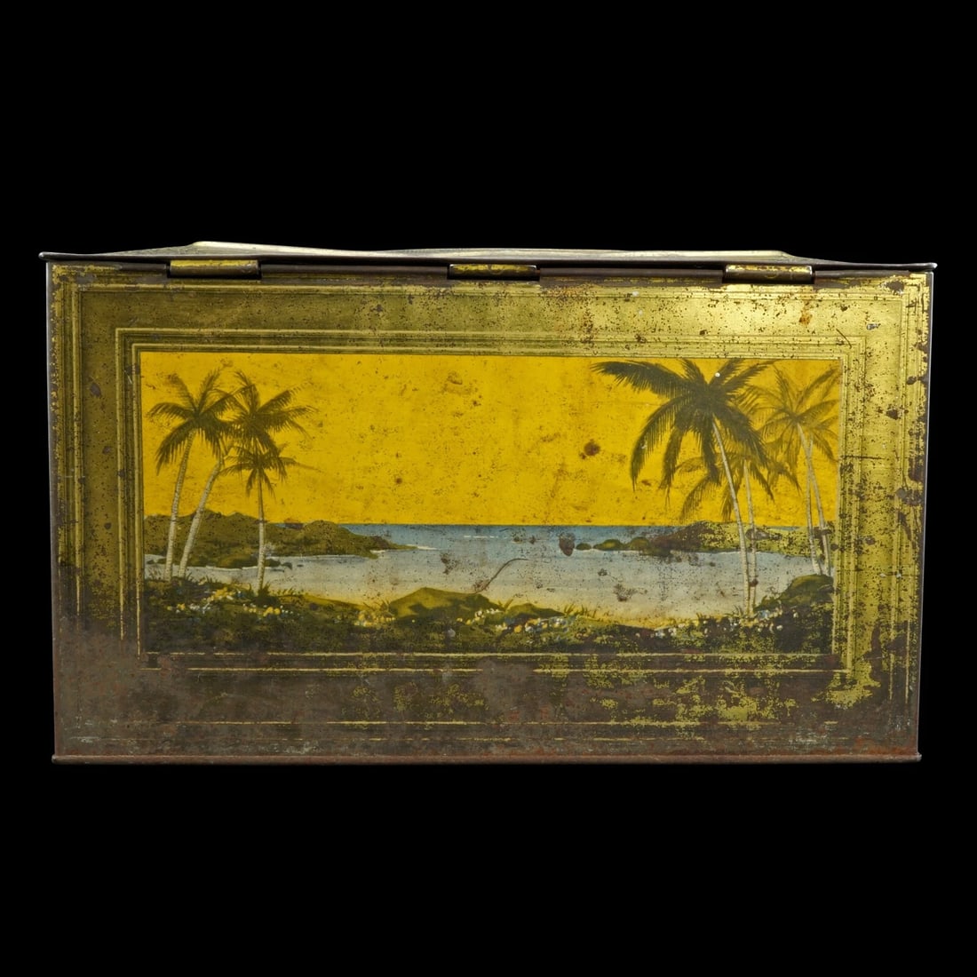Lithograph Soap Tin with Palms Globe Soap - 10