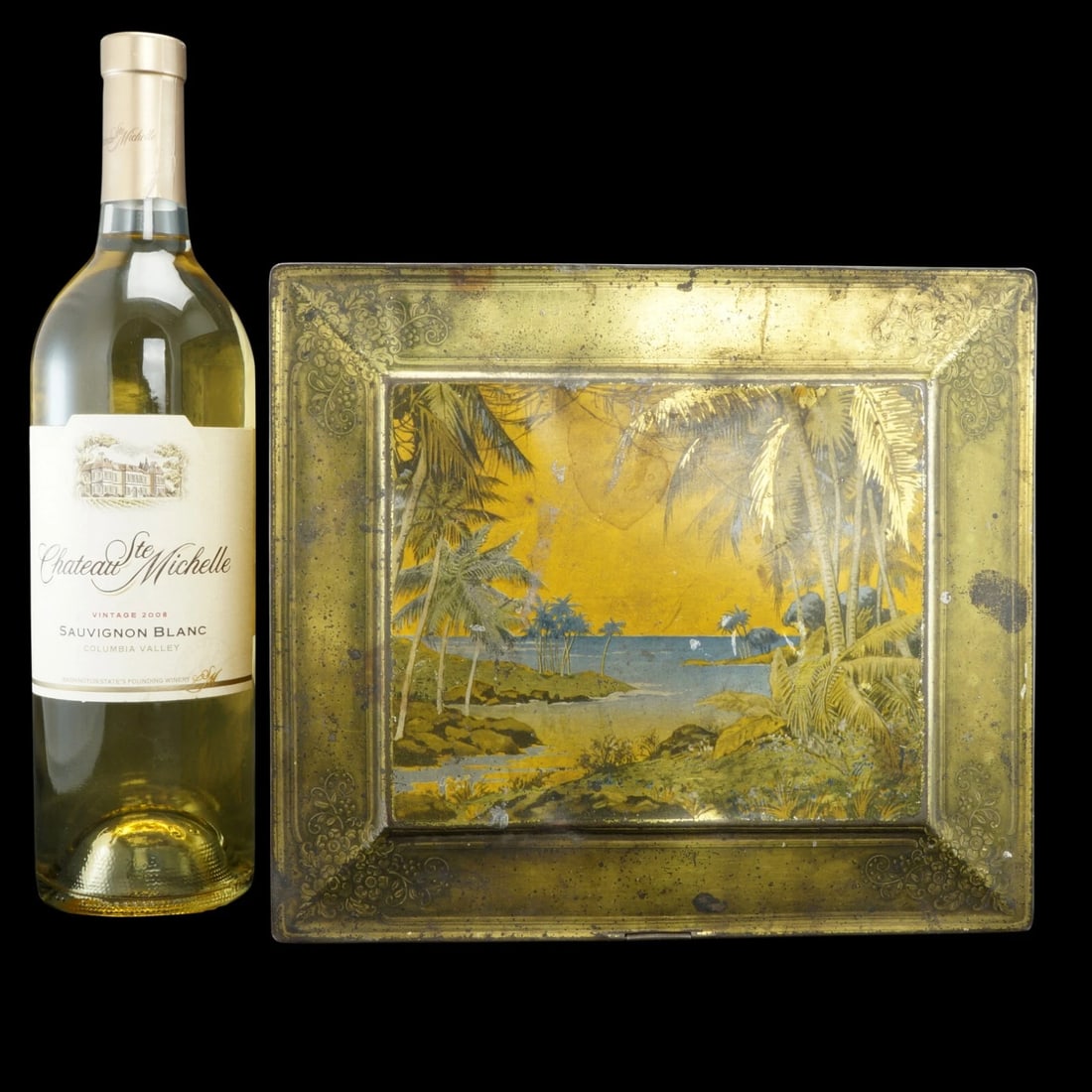 Lithograph Soap Tin with Palms Globe Soap - 2