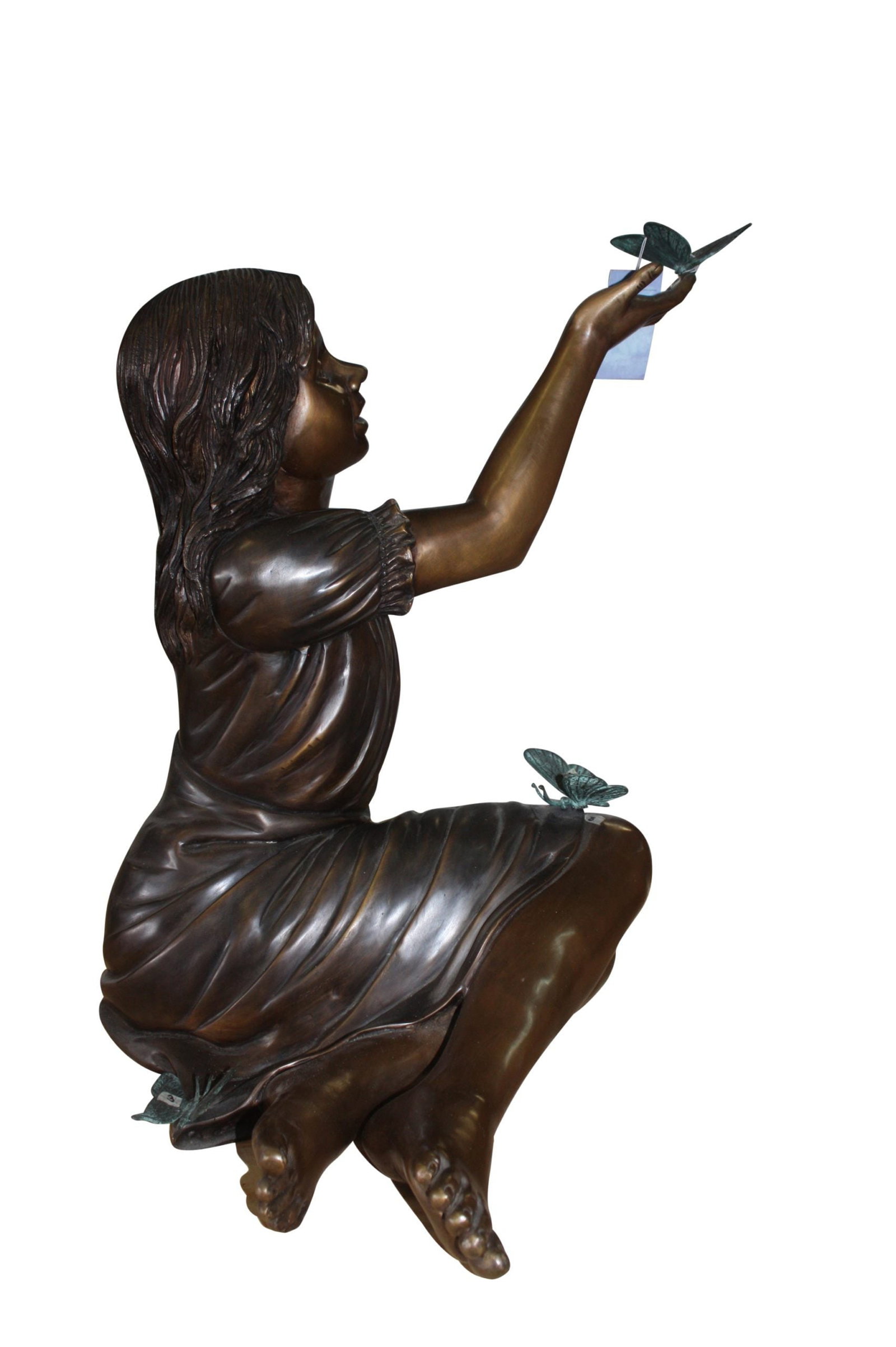 Girl with butterflies - Bronze Statue - 2