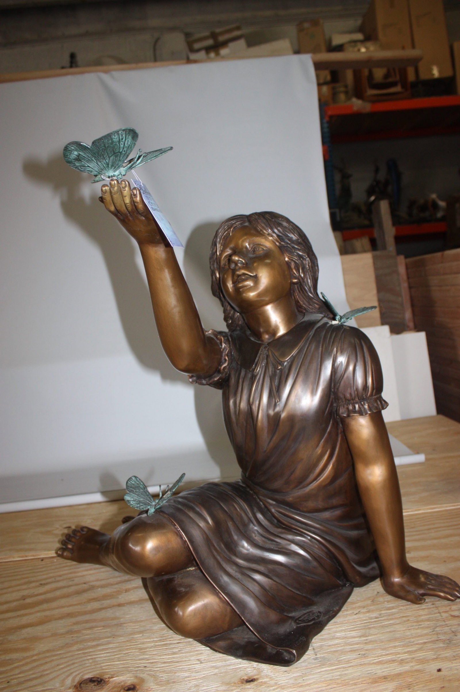Girl with butterflies - Bronze Statue - 7