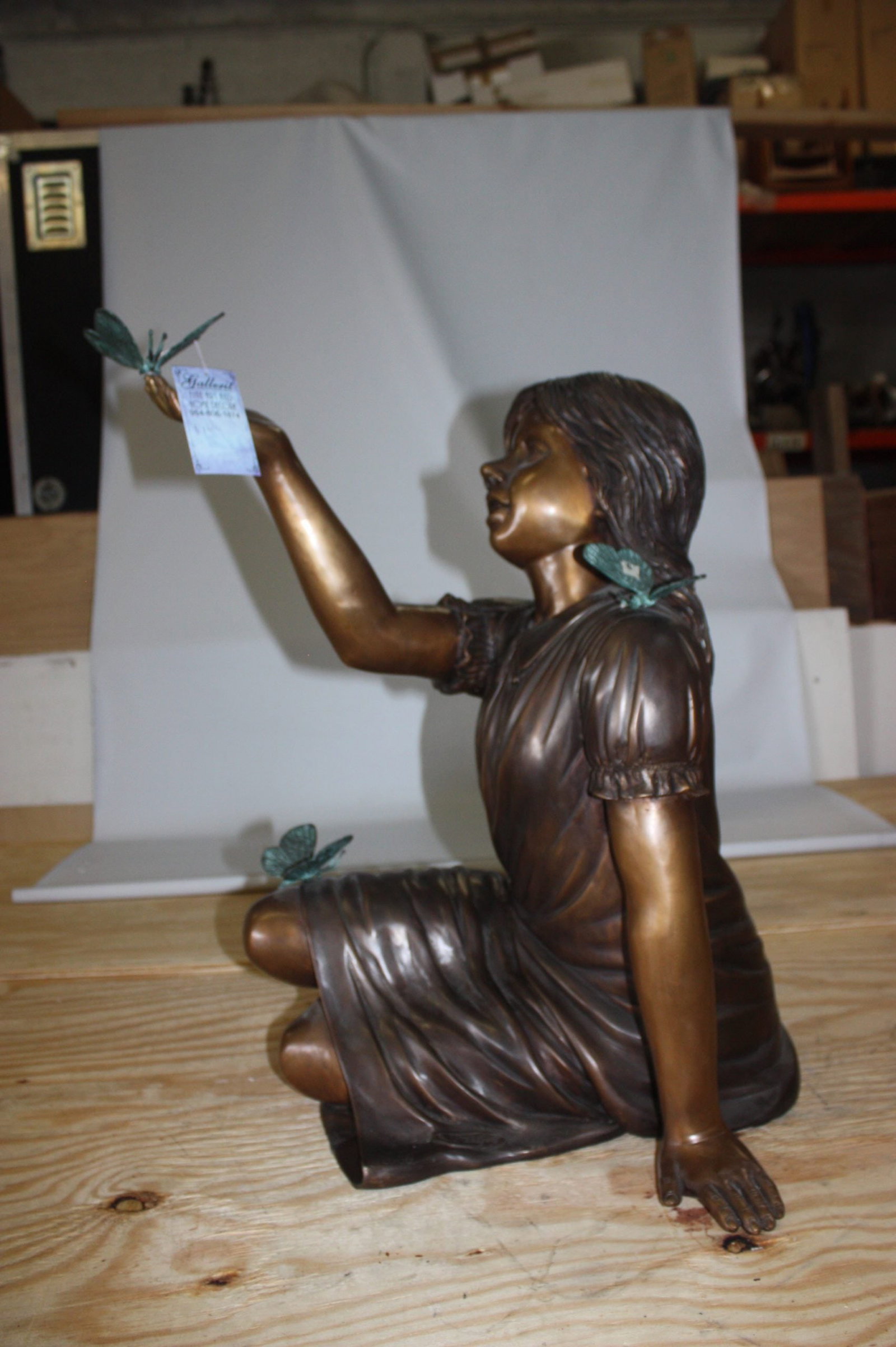 Girl with butterflies - Bronze Statue - 8