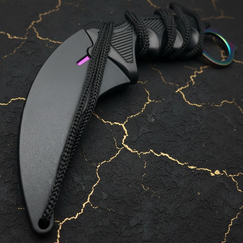 Rainbow Karambit Fixed Blade Neck Knife Survival Hunting Tool with Sheath - 3