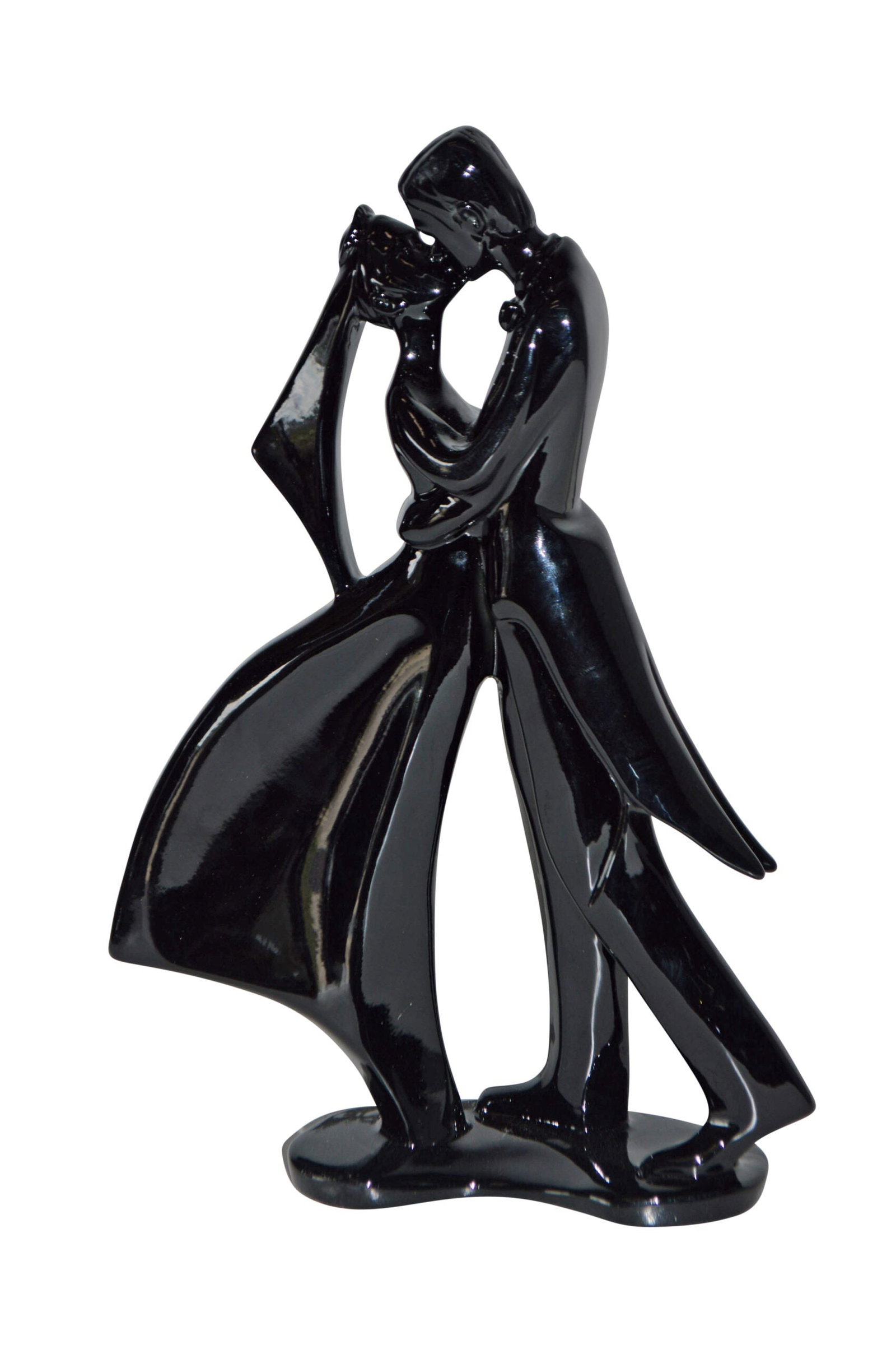 Bride and Groom Black Resin Statue Modern Art - Size: 3"L x 9"W x 12"H.: Title:Bride and Groom Black Resin Statue Modern Art - Size: 3"L x 9"W x 12"H. Description:This modern art of the Bride and Groom dancing, is a small, beautiful resin statue colored black. The statue