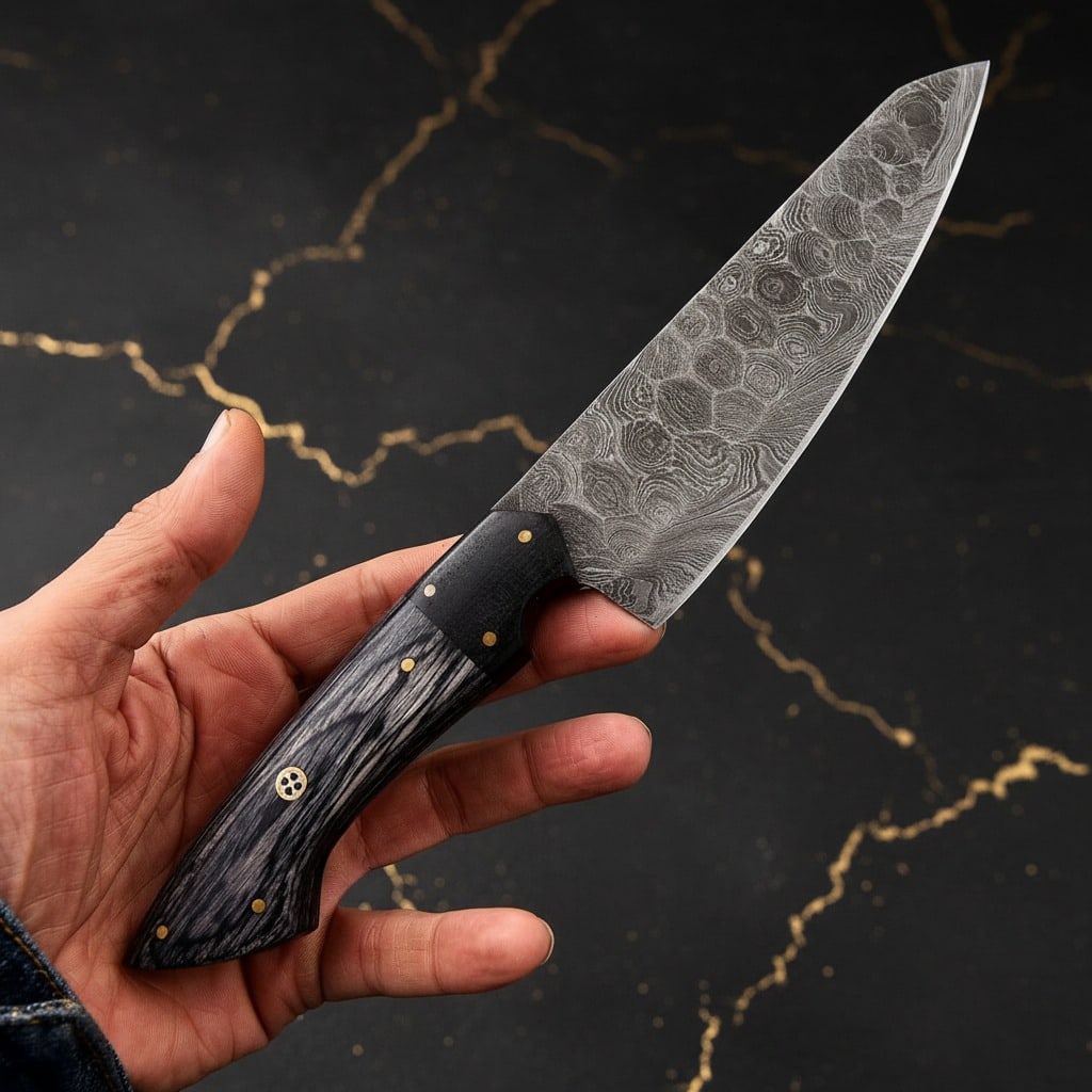 Hand-Forged Damascus Steel Kitchen Knife Set Chef Cutlery Handmade Blade - 5