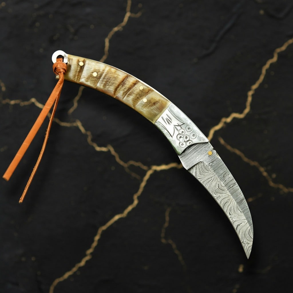 Hand-Forged Damascus Steel Tactical Karambit Folding Pocket Knife Sharp (1 of 3)