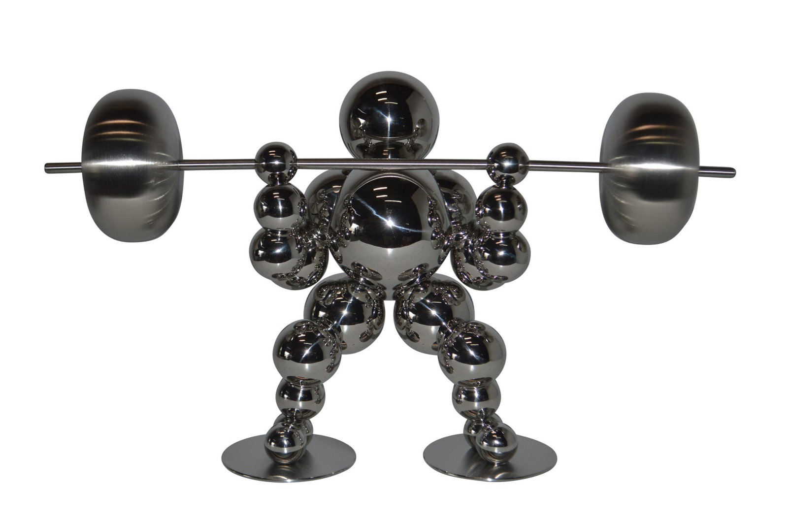 Modern Art Weightlifter Squat Position Chrome Statue - Size: 20"L x 7"W x 12"H.: Title:Modern Art Weightlifter Squat Position Chrome Statue - Size: 20"L x 7"W x 12"H. Description:Decorate your home with this beautiful, tabletop, modern looking, stainless-steel abstract of a weight