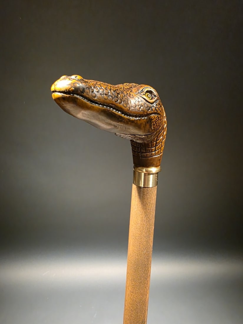 36" Vintage Inspired Alligator Head Handle Walking Stick Cane - 12