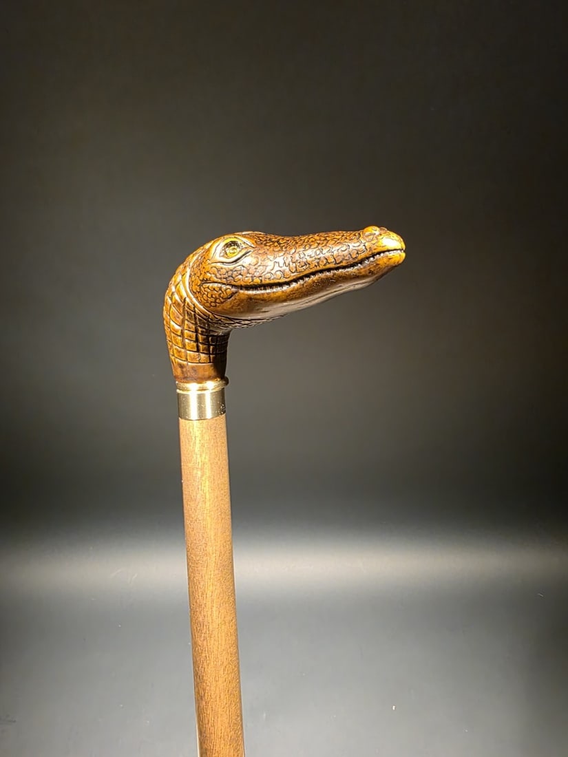 36" Vintage Inspired Alligator Head Handle Walking Stick Cane - 13
