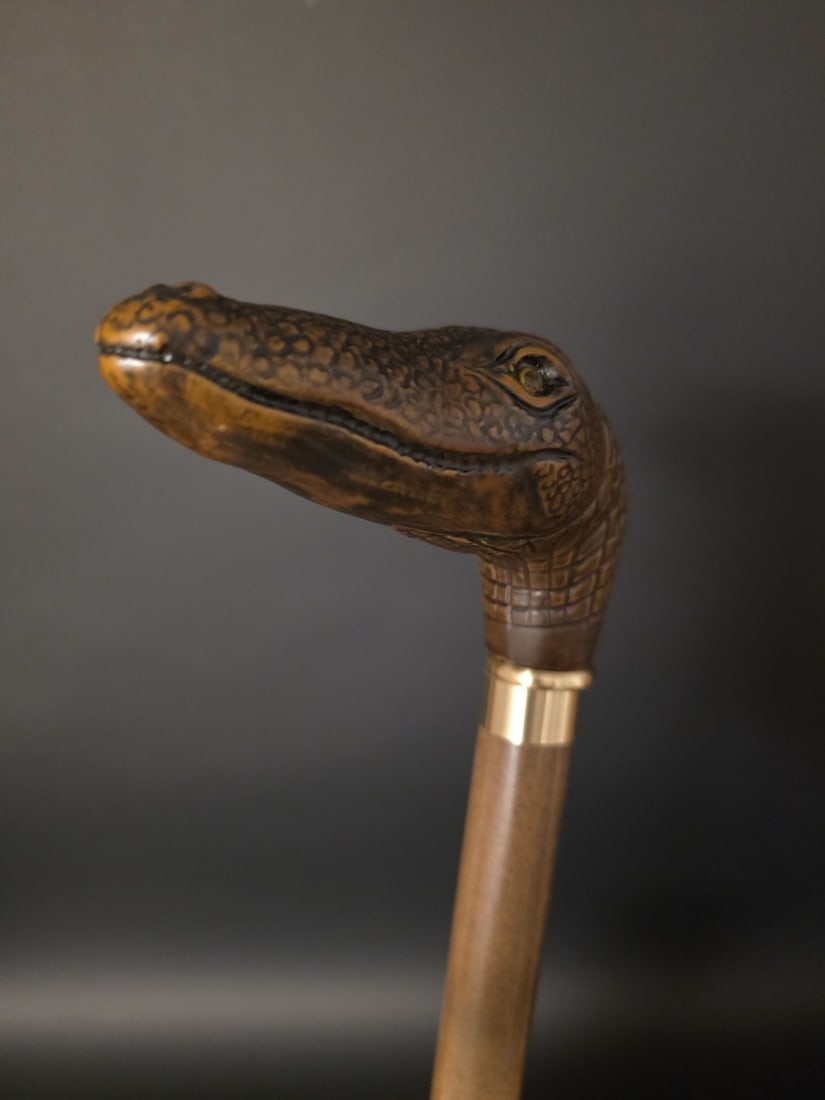 36" Vintage Inspired Alligator Head Handle Walking Stick Cane - 2