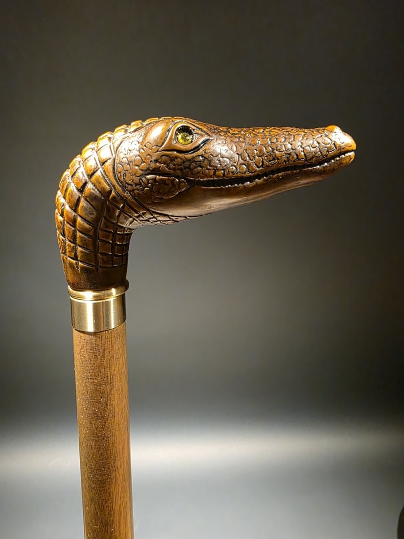36" Vintage Inspired Alligator Head Handle Walking Stick Cane - 5