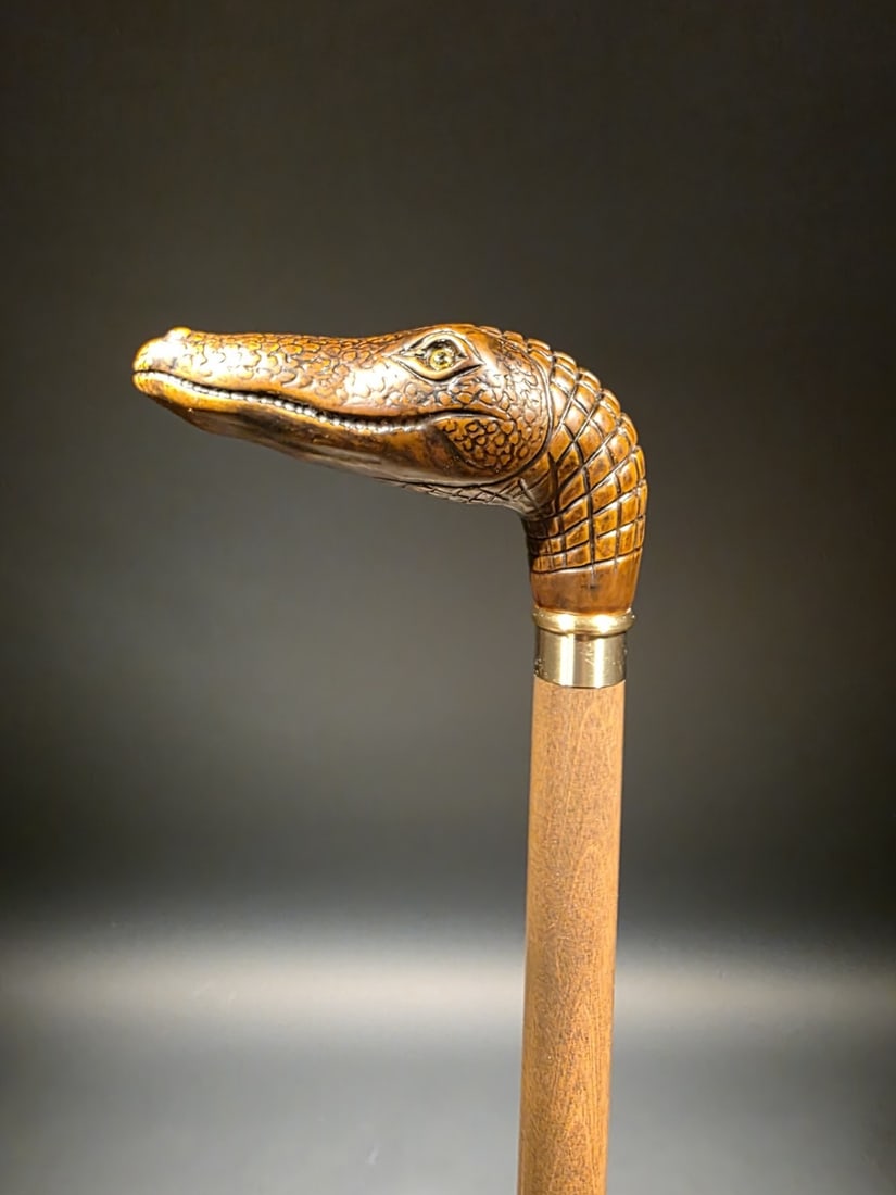36" Vintage Inspired Alligator Head Handle Walking Stick Cane - 7
