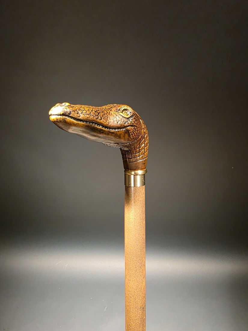 36" Vintage Inspired Alligator Head Handle Walking Stick Cane - 9