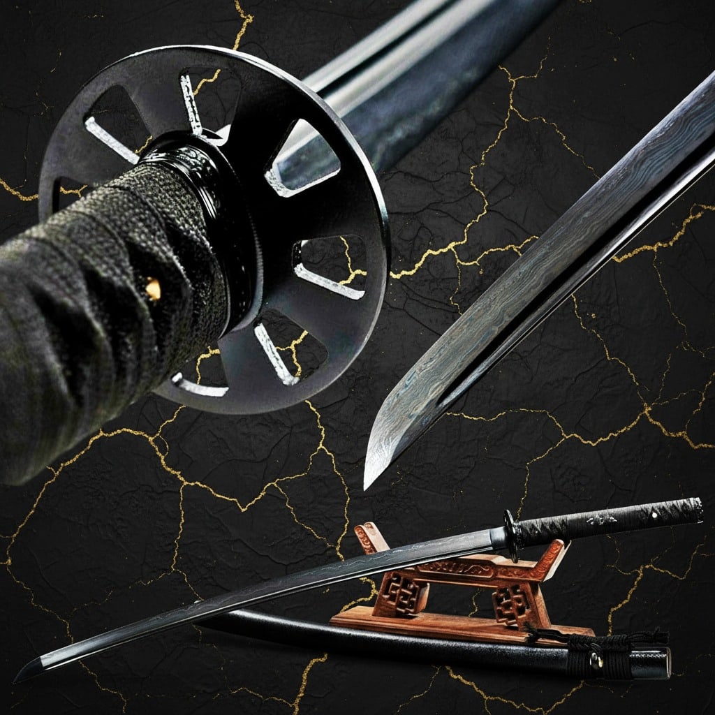 Hand-Forged Damascus Steel Katana Sharp Folded Blade Functional Samurai Sword: Title:Hand-Forged Damascus Steel Katana Sharp Folded Blade Functional Samurai Sword Description:This Japanese samurai katana sword is a handcrafted, functional piece forged from 1095 carbon steel. It 