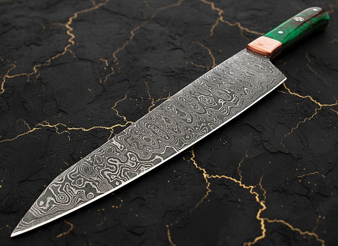 12-inch Damascus Steel Chef Knife Hand-Forged Kitchen Cutlery - 6