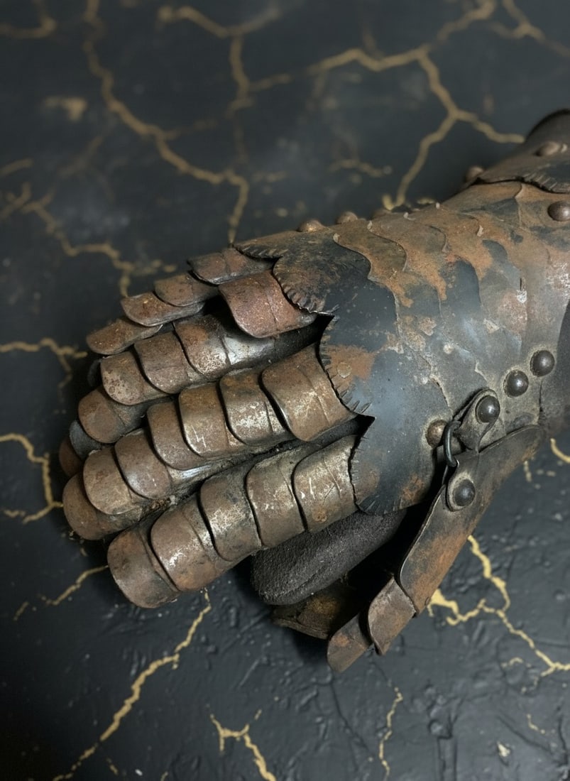 Old Metal Gauntlet Arm Protector Antique Style Medieval Steel Sleeve - 2