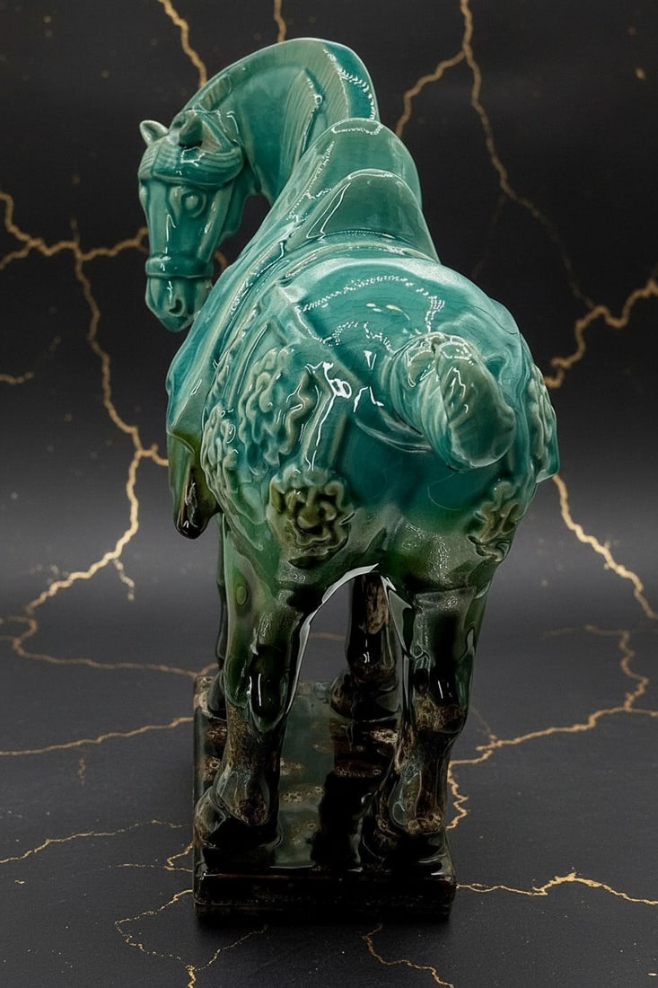 Sancai Glazed Horse Figurine Tang Dynasty Aesthetic Antique Finish Decor - 3