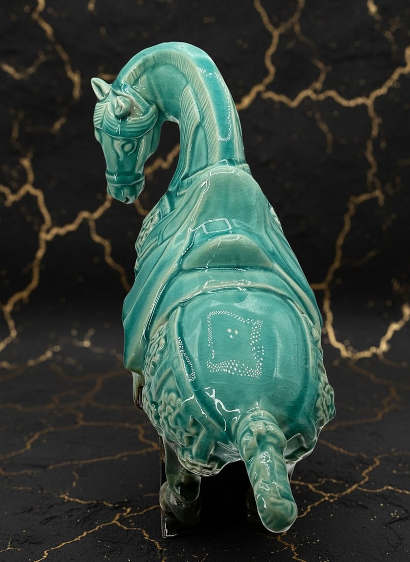 Sancai Glazed Horse Figurine Tang Dynasty Aesthetic Antique Finish Decor - 4