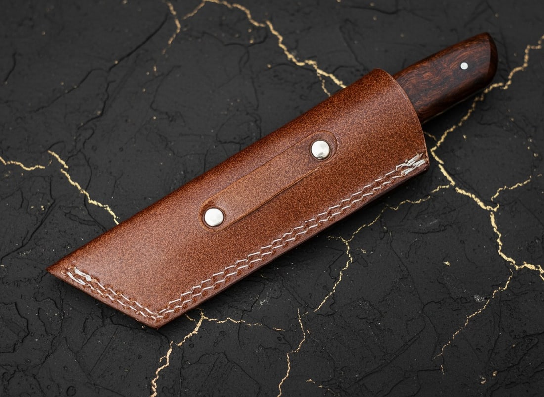 Handcrafted Damascus Steel Tanto Knife, Sharp Fixed Blade with Wood Handle - 7