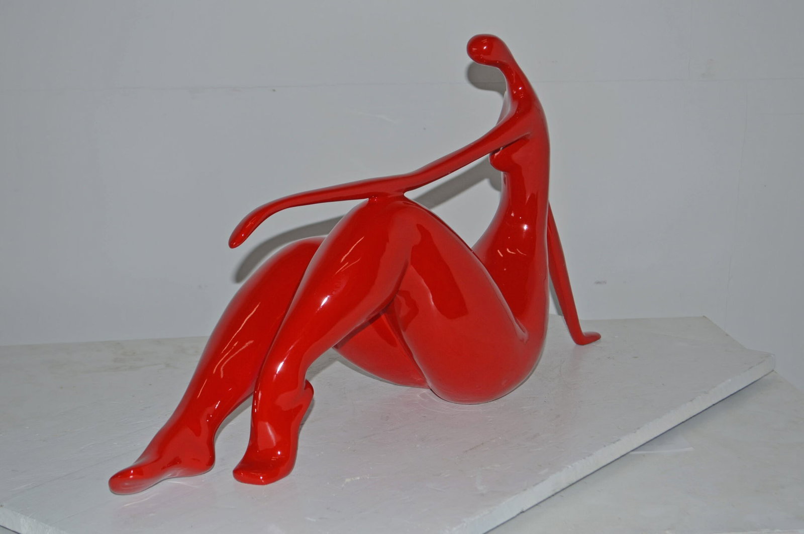 Modern Art Red Women on the Beach Resin Statue - Size: 28"L x 8"W x 16"H. - 10