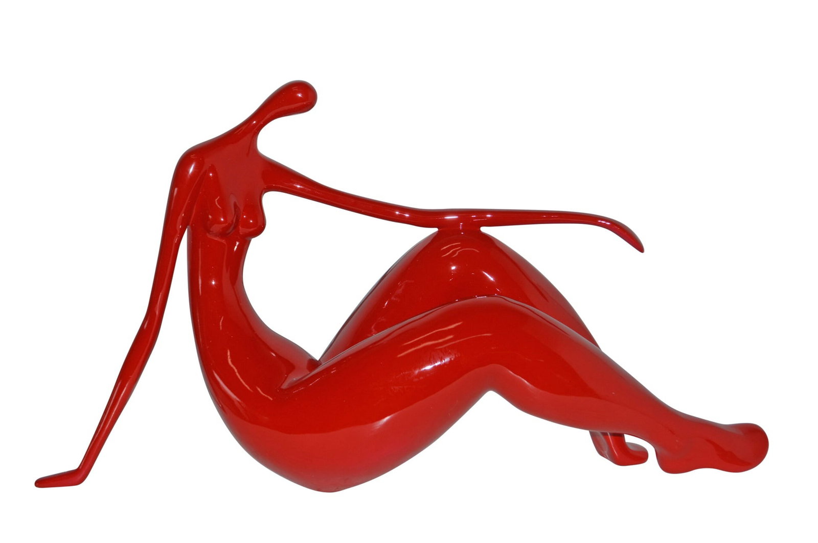 Modern Art Red Women on the Beach Resin Statue - Size: 28"L x 8"W x 16"H. - 3