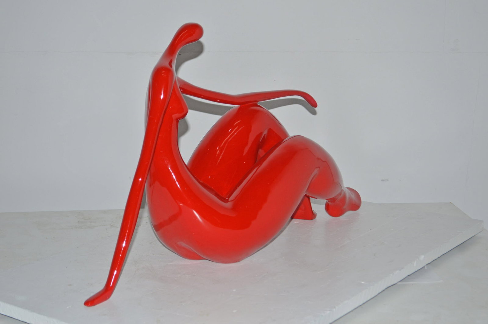 Modern Art Red Women on the Beach Resin Statue - Size: 28"L x 8"W x 16"H. - 5