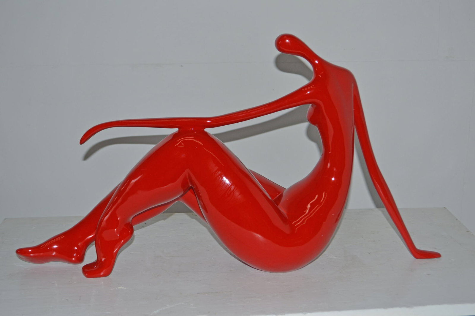 Modern Art Red Women on the Beach Resin Statue - Size: 28"L x 8"W x 16"H. - 9