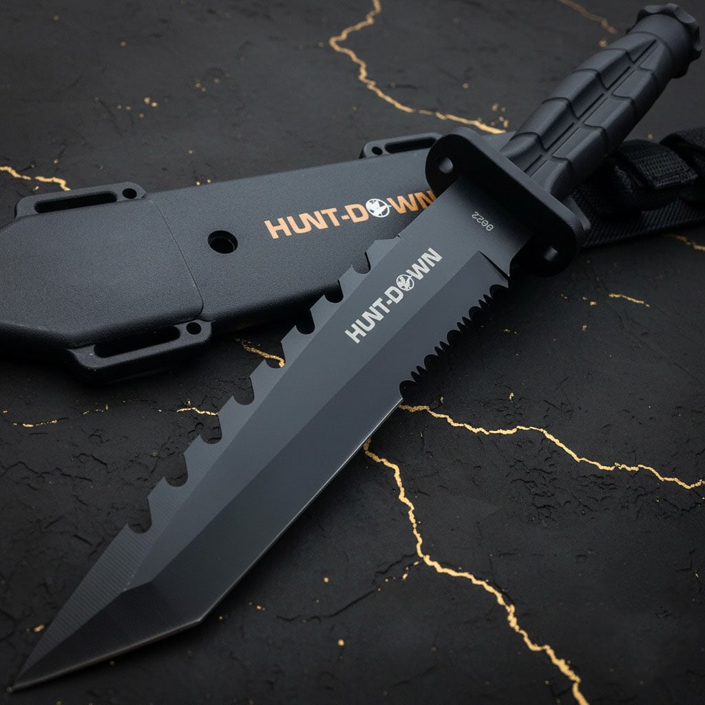 12" Fixed Blade Survival Bowie Knife Combat Tactical Tool with Sheath: Title:12" Fixed Blade Survival Bowie Knife Combat Tactical Tool with Sheath Description:This 12-inch tactical Bowie survival hunting knife is a versatile tool designed for outdoor enthusiasts and prof