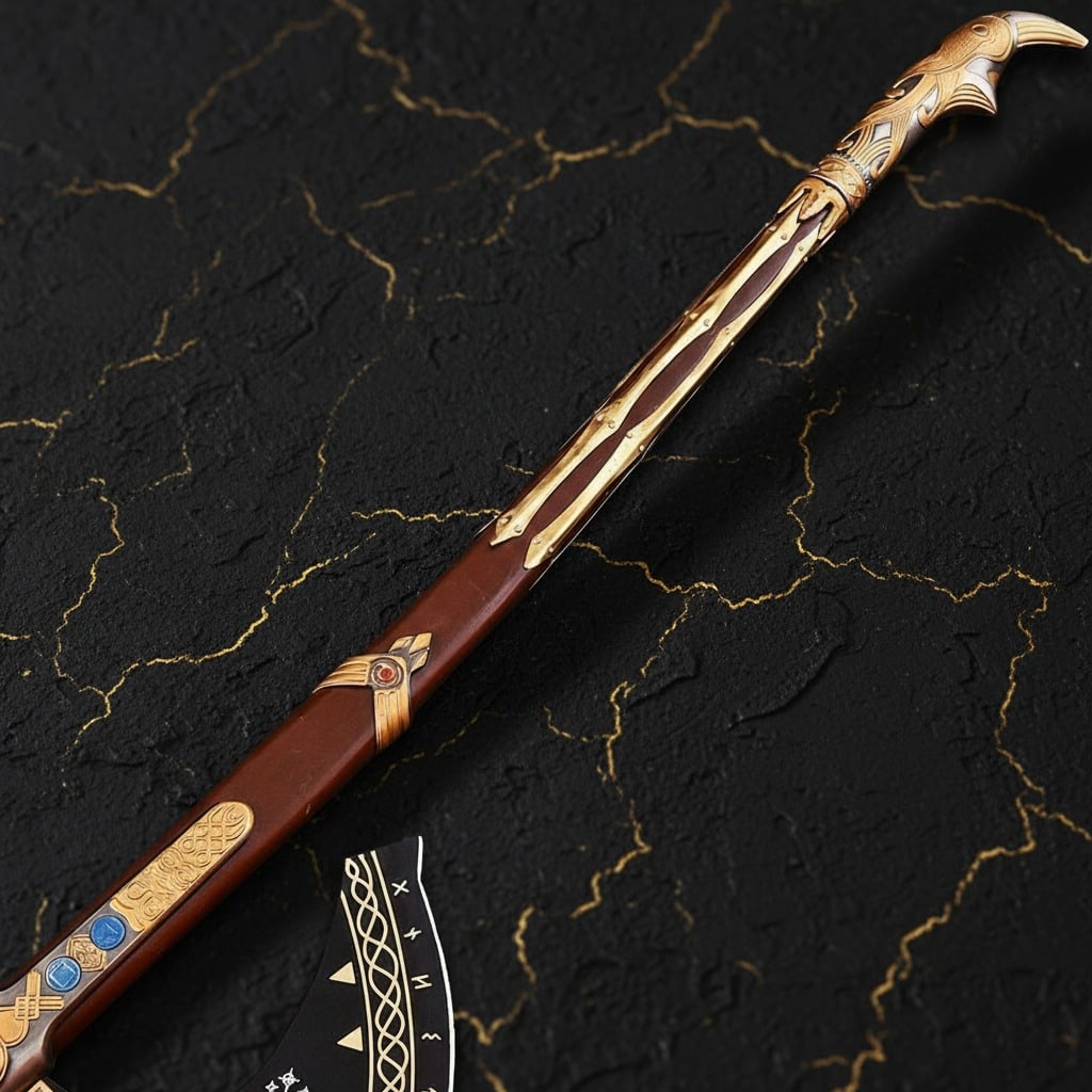 Handmade Viking Battle Axe Carbon Steel Medieval Fantasy Costume Prop Gold - 6