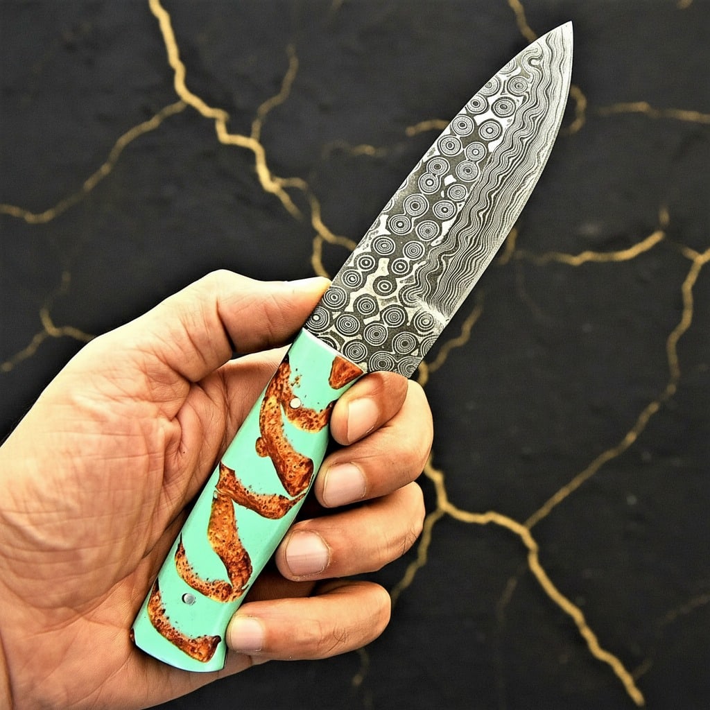 Hand Forged Damascus Steel Hunting Knife Custom Handmade Fixed Blade Tool - 2