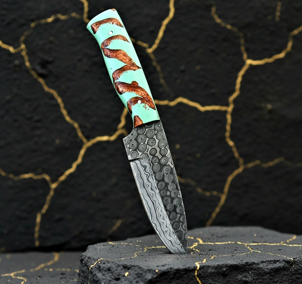 Hand Forged Damascus Steel Hunting Knife Custom Handmade Fixed Blade Tool - 3