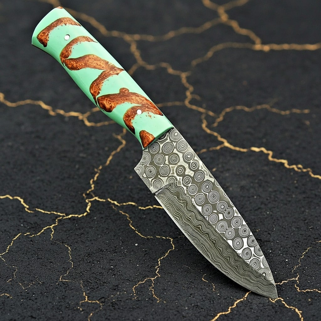 Hand Forged Damascus Steel Hunting Knife Custom Handmade Fixed Blade Tool - 4