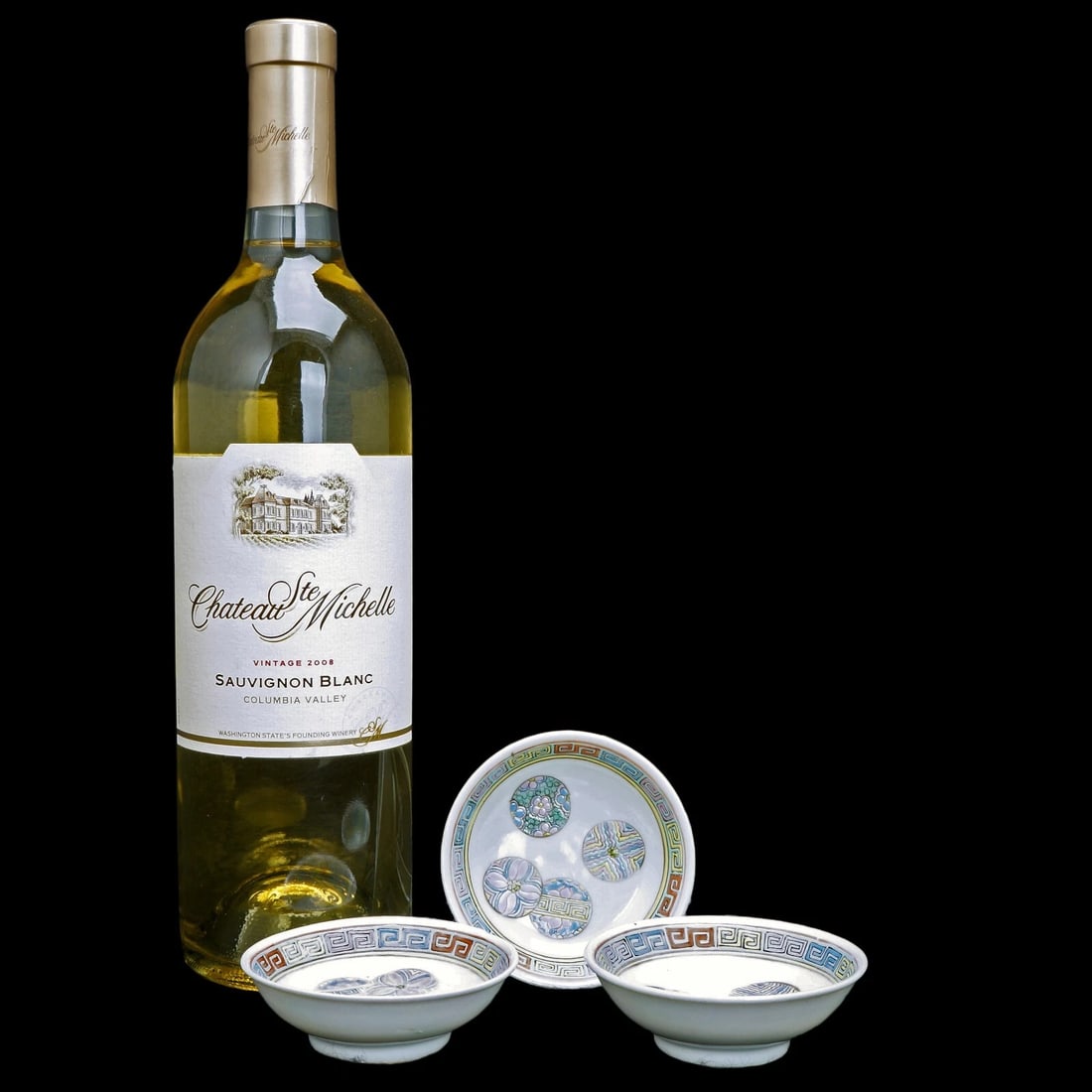 Three Chinese Republic Silk Ball Sauce Dishes - 2