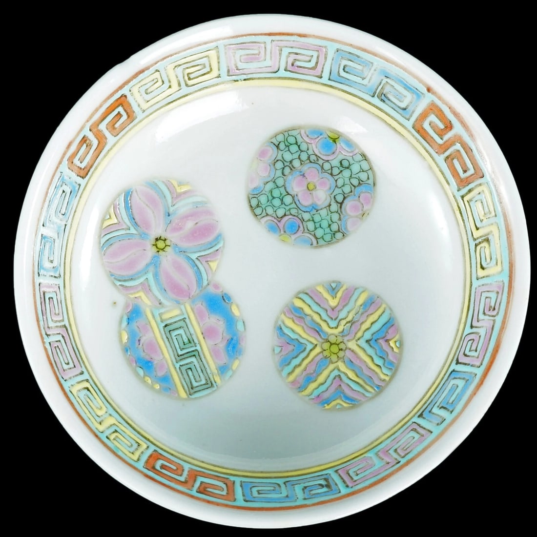Three Chinese Republic Silk Ball Sauce Dishes - 4