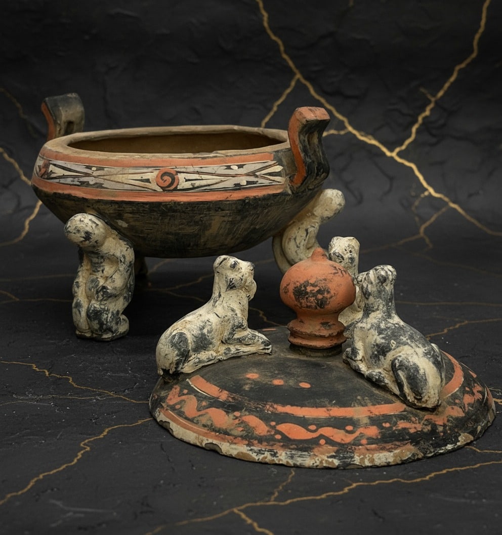 Antique Style Chinese Ceramic Three-Legged Ding Vessel Tripod Cauldron - 2