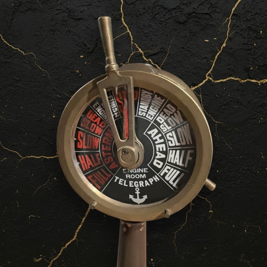 Vintage Brass Marine Telegraph Ship Engine Order Telemetry Nautical Decor - 3