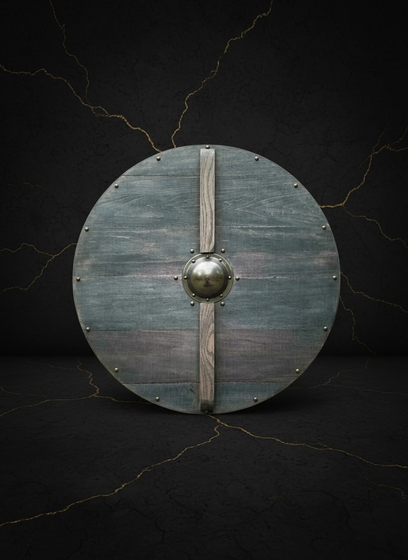 Handcrafted Norse Aegishjalmur Shield Wooden Round Viking Runes LARP Gear - 5
