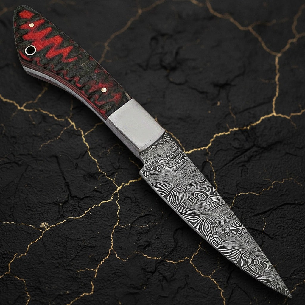 Custom Damascus 1095 Steel Fixed Blade Knife Handcrafted Frost Wood Handle - 2