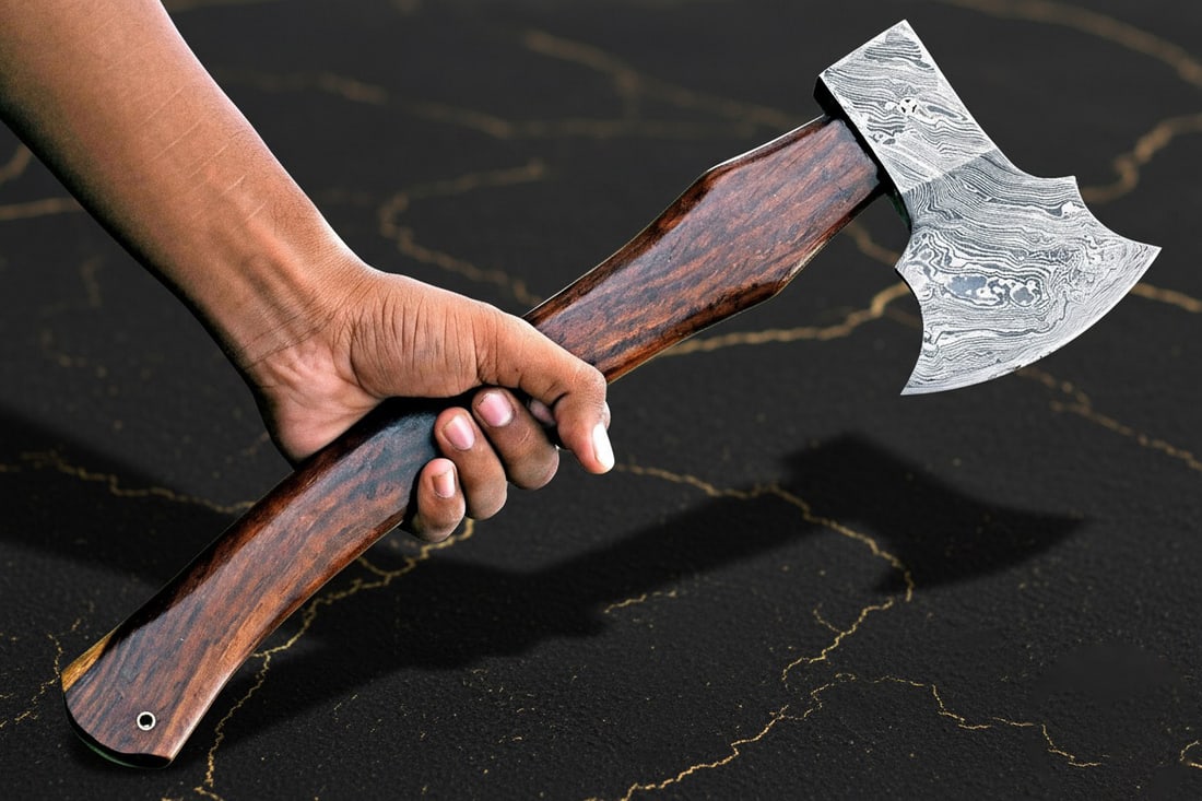 Hand Forged Damascus Steel Viking Axe Custom Throwing Hatchet Tomahawk (1 of 6)