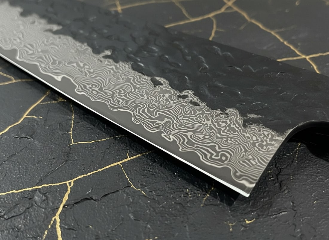8" Japanese Gyuto Chef Knife Damascus Hammered VG10 Acid Wash Octagon Handle - 5